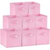 imageLifewit 13 Inch Cube Storage Bins Storage Cubes Foldable Medium Decorative Fabric Storage Baskets for Organizing Home Organizers with Handles for Shelves Closet Set of 8 36L GreyPink