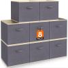 imageLifewit 13 Inch Cube Storage Bins Storage Cubes Foldable Medium Decorative Fabric Storage Baskets for Organizing Home Organizers with Handles for Shelves Closet Set of 8 36L GreyGray