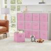 imageLifewit 13 Inch Cube Storage Bins Storage Cubes Foldable Medium Decorative Fabric Storage Baskets for Organizing Home Organizers with Handles for Shelves Closet Set of 8 36L GreyPink