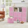 imageLifewit 13 Inch Cube Storage Bins Storage Cubes Foldable Medium Decorative Fabric Storage Baskets for Organizing Home Organizers with Handles for Shelves Closet Set of 8 36L GreyPink