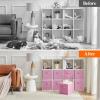 imageLifewit 13 Inch Cube Storage Bins Storage Cubes Foldable Medium Decorative Fabric Storage Baskets for Organizing Home Organizers with Handles for Shelves Closet Set of 8 36L GreyPink