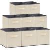imageLifewit 13 Inch Cube Storage Bins Storage Cubes Foldable Medium Decorative Fabric Storage Baskets for Organizing Home Organizers with Handles for Shelves Closet Set of 8 36L GreyBeige