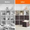 imageLifewit 13 Inch Cube Storage Bins Storage Cubes Foldable Medium Decorative Fabric Storage Baskets for Organizing Home Organizers with Handles for Shelves Closet Set of 8 36L GreyBrown