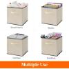 imageLifewit 13 Inch Cube Storage Bins Storage Cubes Foldable Medium Decorative Fabric Storage Baskets for Organizing Home Organizers with Handles for Shelves Closet Set of 8 36L GreyBeige