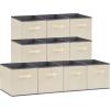 imageLifewit 13 Inch Cube Storage Bins Storage Cubes Foldable Medium Decorative Fabric Storage Baskets for Organizing Home Organizers with Handles for Shelves Closet Set of 8 36L GreyBeige
