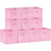 imageLifewit 13 Inch Cube Storage Bins Storage Cubes Foldable Medium Decorative Fabric Storage Baskets for Organizing Home Organizers with Handles for Shelves Closet Set of 8 36L GreyPink