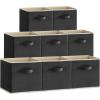 imageLifewit 13 Inch Cube Storage Bins Storage Cubes Foldable Medium Decorative Fabric Storage Baskets for Organizing Home Organizers with Handles for Shelves Closet Set of 8 36L GreyBlack