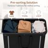 imageLifewit 150L Large Laundry Basket with Wheels Tall 2 Section Laundry Hamper Organizer Rolling Laundry Cart with Steel Frame ampamp Removable Bag for Luandry Room Bathroom Bedroom WhiteBlack
