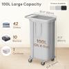 imageLifewit 150L Large Laundry Basket with Wheels Tall 2 Section Laundry Hamper Organizer Rolling Laundry Cart with Steel Frame ampamp Removable Bag for Luandry Room Bathroom Bedroom WhiteSilver Gray