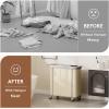 imageLifewit 150L Large Laundry Basket with Wheels Tall 2 Section Laundry Hamper Organizer Rolling Laundry Cart with Steel Frame ampamp Removable Bag for Luandry Room Bathroom Bedroom WhiteWhite