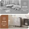 imageLifewit 150L Large Laundry Basket with Wheels Tall 2 Section Laundry Hamper Organizer Rolling Laundry Cart with Steel Frame ampamp Removable Bag for Luandry Room Bathroom Bedroom WhiteSilver Gray