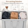 imageLifewit 150L Large Laundry Basket with Wheels Tall 2 Section Laundry Hamper Organizer Rolling Laundry Cart with Steel Frame ampamp Removable Bag for Luandry Room Bathroom Bedroom WhiteSilver Gray