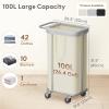 imageLifewit 150L Large Laundry Basket with Wheels Tall 2 Section Laundry Hamper Organizer Rolling Laundry Cart with Steel Frame ampamp Removable Bag for Luandry Room Bathroom Bedroom WhiteWhite