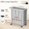 imageLifewit 150L Large Laundry Basket with Wheels Tall 2 Section Laundry Hamper Organizer Rolling Laundry Cart with Steel Frame ampamp Removable Bag for Luandry Room Bathroom Bedroom WhiteSilver Gray