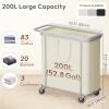imageLifewit 150L Large Laundry Basket with Wheels Tall 2 Section Laundry Hamper Organizer Rolling Laundry Cart with Steel Frame ampamp Removable Bag for Luandry Room Bathroom Bedroom WhiteWhite