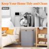 imageLifewit 160L Double Laundry Hamper with Lid Extra Large Bamboo Laundry Basket Dirty Clothes Hamper 2 Section Laundry Bin Organizer for Laundry Room Bedroom with 2 Removable Liners ampamp Bags BlackLight Gray