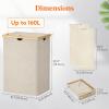 imageLifewit 160L Double Laundry Hamper with Lid Extra Large Bamboo Laundry Basket Dirty Clothes Hamper 2 Section Laundry Bin Organizer for Laundry Room Bedroom with 2 Removable Liners ampamp Bags BlackBeige