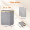 imageLifewit 160L Double Laundry Hamper with Lid Extra Large Bamboo Laundry Basket Dirty Clothes Hamper 2 Section Laundry Bin Organizer for Laundry Room Bedroom with 2 Removable Liners ampamp Bags BlackLight Gray
