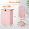 imageLifewit 160L Double Laundry Hamper with Lid Extra Large Bamboo Laundry Basket Dirty Clothes Hamper 2 Section Laundry Bin Organizer for Laundry Room Bedroom with 2 Removable Liners ampamp Bags BlackPink