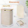imageLifewit 160L Double Laundry Hamper with Lid Extra Large Bamboo Laundry Basket Dirty Clothes Hamper 2 Section Laundry Bin Organizer for Laundry Room Bedroom with 2 Removable Liners ampamp Bags BlackBeige