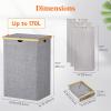 imageLifewit 160L Double Laundry Hamper with Lid Extra Large Bamboo Laundry Basket Dirty Clothes Hamper 2 Section Laundry Bin Organizer for Laundry Room Bedroom with 2 Removable Liners ampamp Bags BlackLight Gray