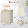 imageLifewit 160L Double Laundry Hamper with Lid Extra Large Bamboo Laundry Basket Dirty Clothes Hamper 2 Section Laundry Bin Organizer for Laundry Room Bedroom with 2 Removable Liners ampamp Bags BlackBeige