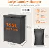 imageLifewit 165L Laundry Basket with Lid Large Laundry Hamper with Plastic Handles and Removable Bag Foldable Tall Dirty Clothes Hampers for Laundry for Laundry Room Bedroom Bathroom Dorm BeigeDark Gray