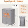 imageLifewit 165L Laundry Basket with Lid Large Laundry Hamper with Plastic Handles and Removable Bag Foldable Tall Dirty Clothes Hampers for Laundry for Laundry Room Bedroom Bathroom Dorm BeigeLight Gray