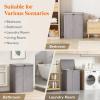 imageLifewit 165L Laundry Basket with Lid Large Laundry Hamper with Plastic Handles and Removable Bag Foldable Tall Dirty Clothes Hampers for Laundry for Laundry Room Bedroom Bathroom Dorm BeigeLight Gray