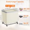 imageLifewit 165L Laundry Basket with Wheels Large Heavy Duty Commercial Rolling Laundry Hamper with Handles Tall Steel Frame Laundry Cart for Laundry Room Bedroom Hotel Home Dorm WhiteWhite