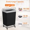 imageLifewit 165L Laundry Basket with Wheels Large Heavy Duty Commercial Rolling Laundry Hamper with Handles Tall Steel Frame Laundry Cart for Laundry Room Bedroom Hotel Home Dorm WhiteBlack
