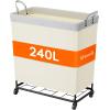 imageLifewit 165L Laundry Basket with Wheels Large Heavy Duty Commercial Rolling Laundry Hamper with Handles Tall Steel Frame Laundry Cart for Laundry Room Bedroom Hotel Home Dorm WhiteWhite