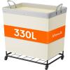 imageLifewit 165L Laundry Basket with Wheels Large Heavy Duty Commercial Rolling Laundry Hamper with Handles Tall Steel Frame Laundry Cart for Laundry Room Bedroom Hotel Home Dorm WhiteWhite