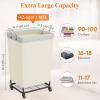 imageLifewit 165L Laundry Basket with Wheels Large Heavy Duty Commercial Rolling Laundry Hamper with Handles Tall Steel Frame Laundry Cart for Laundry Room Bedroom Hotel Home Dorm WhiteWhite