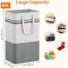 imageLifewit 2 Pack 80L Large Freestanding Laundry Hamper Collapsible Laundry Basket with Easy Carry Handles Waterproof Tall Clothes Hamper for Laundry Dorm Bedroom Bathroom GreyWhite3
