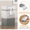 imageLifewit 2 Pack 80L Large Freestanding Laundry Hamper Collapsible Laundry Basket with Easy Carry Handles Waterproof Tall Clothes Hamper for Laundry Dorm Bedroom Bathroom GreyWhite3