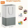 imageLifewit 2 x 80L Laundry Hamper Freestanding Laundry Basket with Handles Waterproof Tall Collapsible Clothes Hamper for Laundry Dorm Bedroom Bathroom DarkLight3