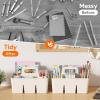 imageLifewit 2Pack Plastic Divided Caddy Organizer with Handle Portable Art Supply Storage Organizer for Craft Supplies Cosmetics Holds Pencil Crayon Brushes Hair Product Dorm Shower Caddy ClearWhite