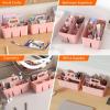 imageLifewit 2Pack Plastic Divided Caddy Organizer with Handle Portable Art Supply Storage Organizer for Craft Supplies Cosmetics Holds Pencil Crayon Brushes Hair Product Dorm Shower Caddy ClearPink