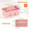 imageLifewit 2Pack Plastic Divided Caddy Organizer with Handle Portable Art Supply Storage Organizer for Craft Supplies Cosmetics Holds Pencil Crayon Brushes Hair Product Dorm Shower Caddy ClearPink