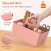 imageLifewit 2Pack Plastic Divided Caddy Organizer with Handle Portable Art Supply Storage Organizer for Craft Supplies Cosmetics Holds Pencil Crayon Brushes Hair Product Dorm Shower Caddy ClearPink