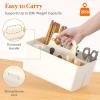 imageLifewit 2Pack Plastic Divided Caddy Organizer with Handle Portable Art Supply Storage Organizer for Craft Supplies Cosmetics Holds Pencil Crayon Brushes Hair Product Dorm Shower Caddy ClearWhite