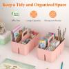 imageLifewit 2Pack Plastic Divided Caddy Organizer with Handle Portable Art Supply Storage Organizer for Craft Supplies Cosmetics Holds Pencil Crayon Brushes Hair Product Dorm Shower Caddy ClearPink