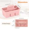 imageLifewit 2Pack Plastic Divided Caddy Organizer with Handle Portable Art Supply Storage Organizer for Craft Supplies Cosmetics Holds Pencil Crayon Brushes Hair Product Dorm Shower Caddy ClearPink