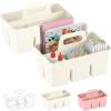 imageLifewit 2Pack Plastic Divided Caddy Organizer with Handle Portable Art Supply Storage Organizer for Craft Supplies Cosmetics Holds Pencil Crayon Brushes Hair Product Dorm Shower Caddy ClearWhite