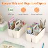 imageLifewit 2Pack Plastic Divided Caddy Organizer with Handle Portable Art Supply Storage Organizer for Craft Supplies Cosmetics Holds Pencil Crayon Brushes Hair Product Dorm Shower Caddy ClearWhite