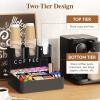 imageLifewit 2tier Coffee Station Organizer for Countertop 10 Compartments Tea Condiment StorageCoffee Bar Organizer for Office Breakroom Home Kitchen Black