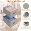 imageLifewit 3 Pack Clothes Organizer 6 Grids Closet Jean Storage Bins with Handles and Support Boards Foldable Drawer Organizer for Sweater Pants Tshirt Dress Grey Size 165x106x716