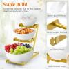 imageLifewit 3 Tier Plastic Serving Bowls with Metal Stand Chips and Dip Serving Tray Set for Entertaining Party CrackProof Serving Platters for FruitSaladSnackDessert AppetizerCandy GoldGold