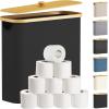 imageLifewit 30L Toilet Paper Storage Holder for 12 to 16 Rolls Free Standing Toilet Paper Basket Stand with Bamboo Lid Collapsible Fabric Bathroom Organizer Box for Mega Rolls Large WhiteBlack